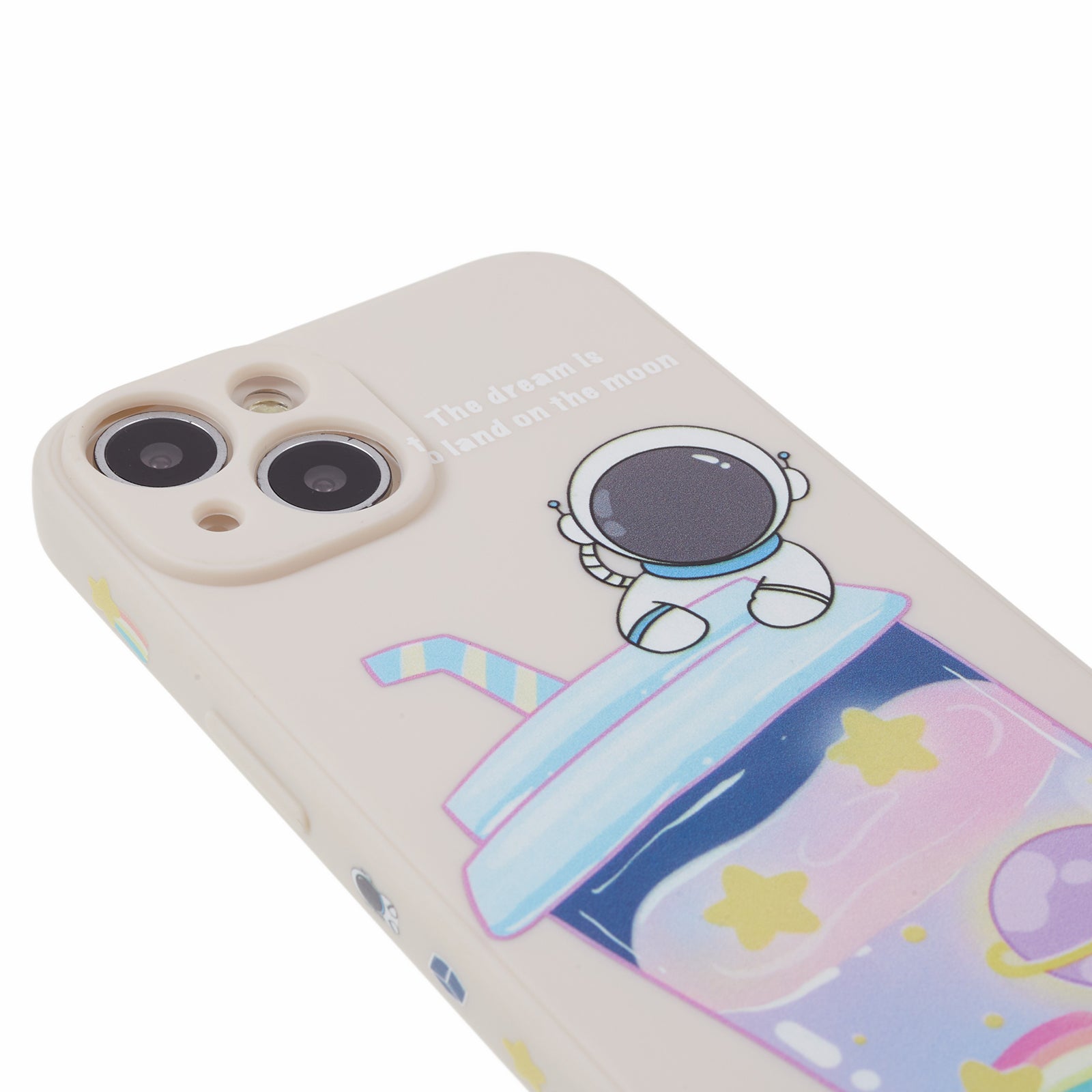 Uniqkart for iPhone 14 Plus Cartoon Astronaut Pattern Printing Soft TPU Cover Fall Proof Phone Case - White Uniqkart for iPhone 14 Plus Cartoon Astronaut Pattern Printing Soft TPU Cover Fall Proof Phone Case - White